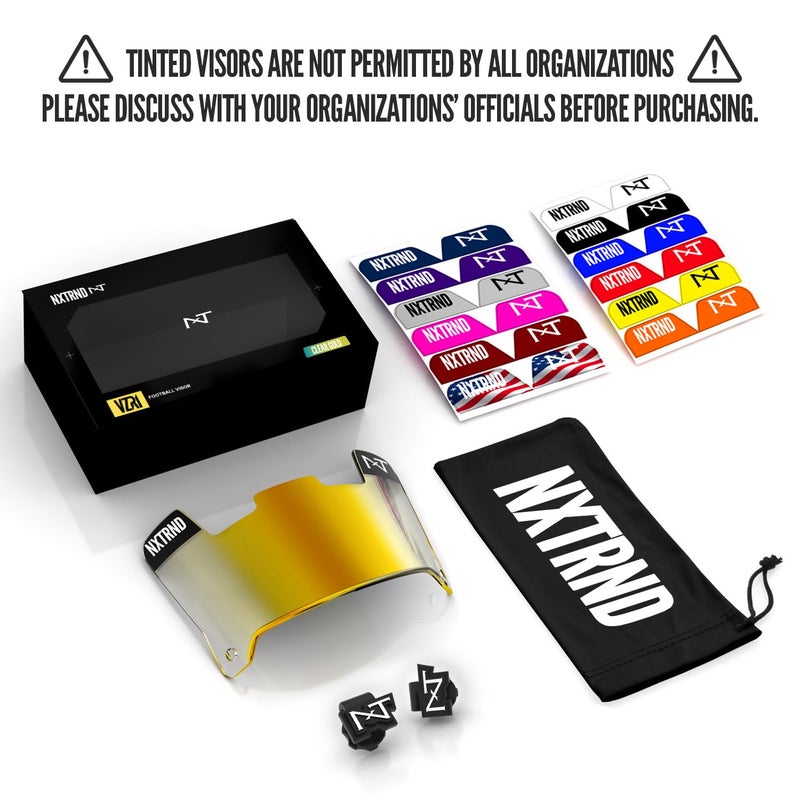 NXT NXTRND Nxtrnd VZR1 Football Visor  Flat Lens Technology  Fits Adult & Youth Football Helmets (Clear Gold) - Image 2